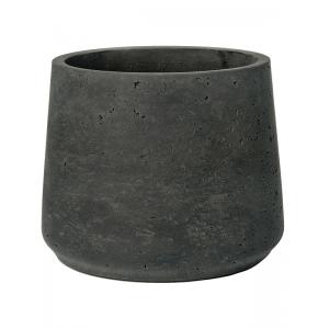 Pot Rough Patt L Black Washed Fiberclay 20x16 cm zwarte ronde bloempot