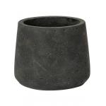 Pot Rough Patt S Black Washed Fiberclay 13x11 cm zwarte ronde bloempot