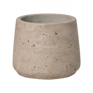 Pot Rough Patt S Grey Washed Fiberclay 13x11 cm grijze ronde bloempot