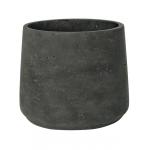 Pot Rough Patt XL Black Washed Fiberclay 23x19 cm zwarte ronde bloempot
