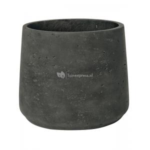 Pot Rough Patt XL Black Washed Fiberclay 23x19 cm zwarte ronde bloempot