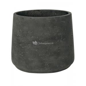 Pot Rough Patt XXXL Black Washed Fiberclay 45x38 cm zwarte ronde bloempot