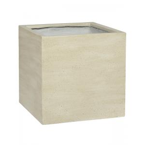 Cement Cube M Vertical Beige Washed 40x40x40 cm Ficonstone vierkante plantenbak