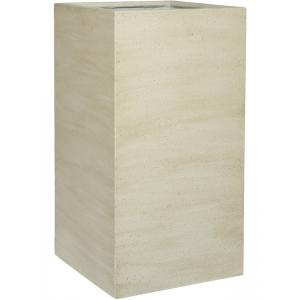 Cement Square L Beige Washed 44x44x80 cm Ficonstone hoge vierkante plantenbak