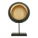 Windlicht Ei Rond zwart met goud op standaard L 40x13x59 cm