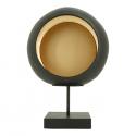 Windlicht Ei Rond zwart met goud op standaard M 29x11x41 cm