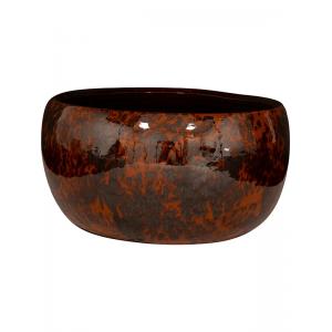 Bowl Kae Cayenne 28x13 cm ronde bruine lage bloempot voor binnen