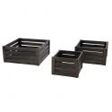 Essex Decoratie Kratten S3 40x18 cm vierkante 3-set kratten zwart