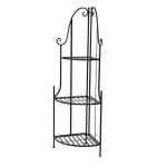 Iron Plantenetagere met hoek zwart 43x30x125 cm 3 laags plantentrap