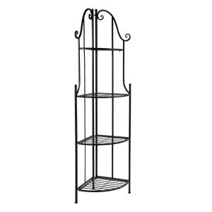 Iron Plantenetagere met hoek zwart 43x30x150 cm 4 laags plantentrap