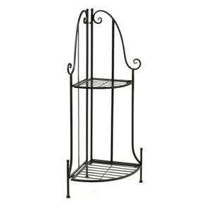 Iron Plantenetagere met hoek zwart 43x30x97 cm 2 laags plantentrap