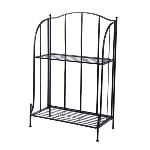 Iron Plantenetagere zwart 60x30x97 cm 2 laags plantentrap