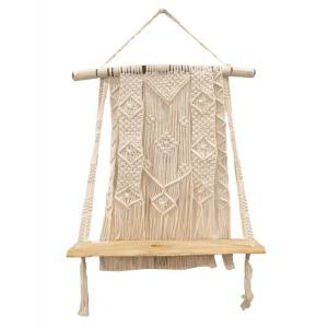 Wandplank Xana Macrame P 60x16x80 cm créme witte muurdecoratie