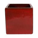 Pot Cube deep red vierkante rode plantenbak buiten 30x30x30 cm