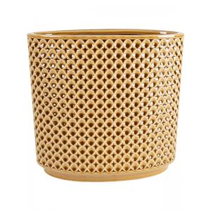 Hoge Planter Thies Mustard gele bloempot voor binnen 26 cm ovaal